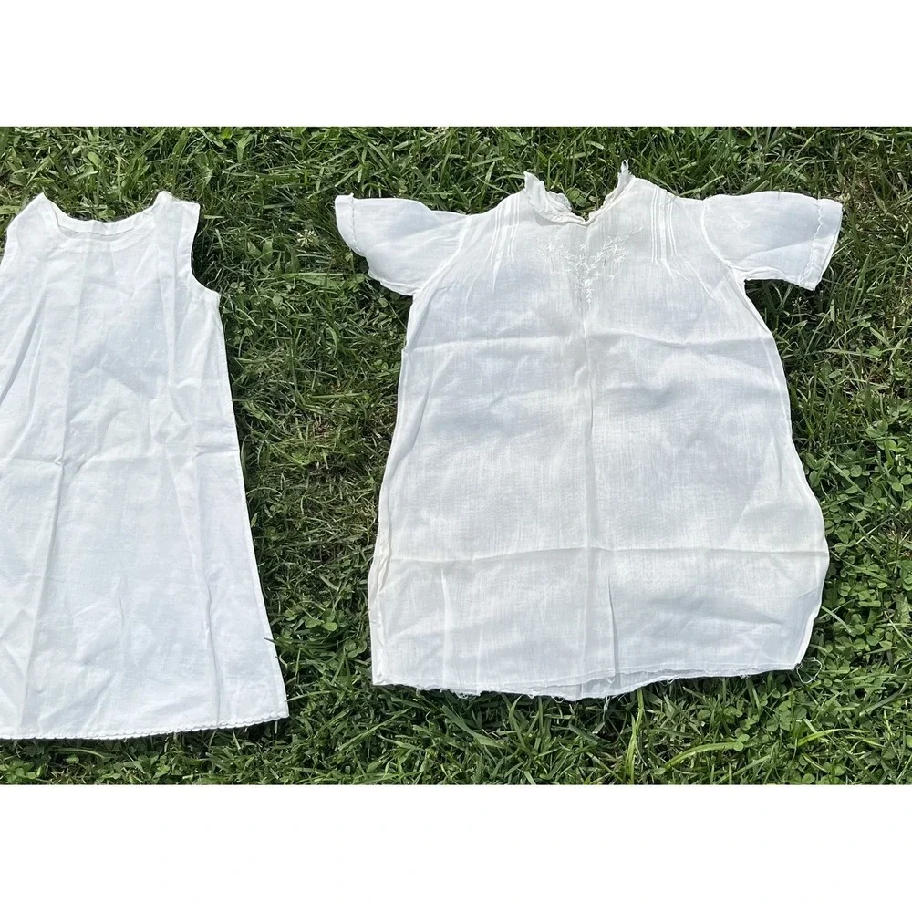 Vintage Baby‎ Dress Christening Gown Lot Embroidered Lace 3 Piece Set Baptism